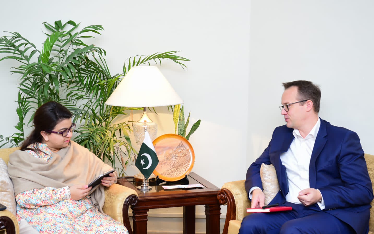 Shaza Fatima Khawaja met with GIZ Pakistan Christopher Wenzel Coordinator, Task Team Pakistan-German Climate and Energy Partnership (CEP)  